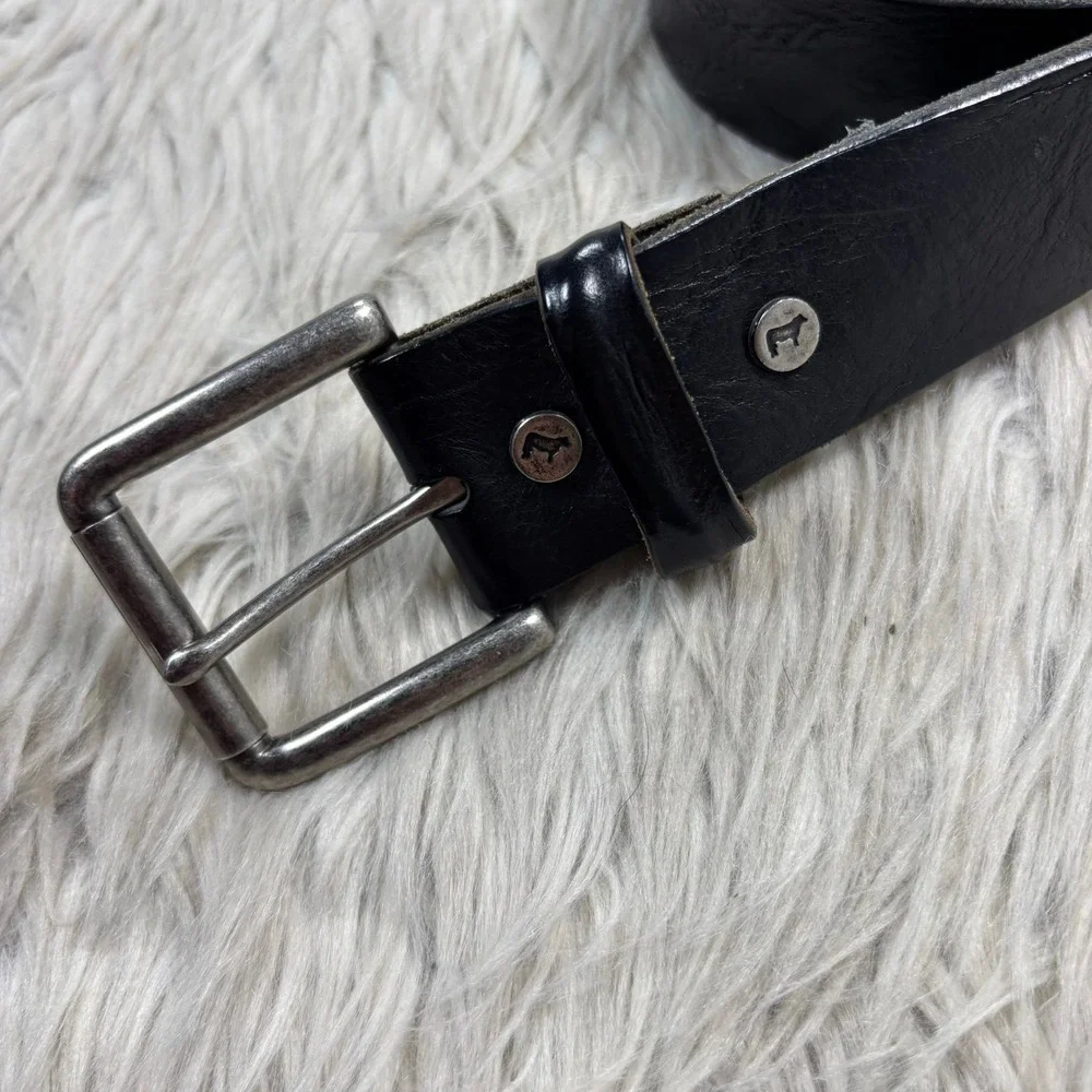 Will Leather Goods Men's 40 Black Leather Waist Belt Quality Basic Classic Moto